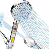 Cobbe filtered shower head handheld in chrome enhances water feel and flexibility.