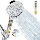 Cobbe filtered handheld shower head delivers purified water for a refreshed shower.