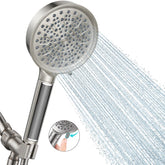 Cobbe handheld filtered shower head with brushed nickel finish for a refreshing, softer shower.