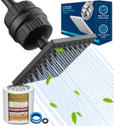 Cobbe high pressure filtered shower head front view shows filtration capable header