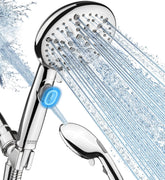 Cobbe high-pressure shower head with pause button enabling instant water control