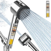 Cobbe Ion Drops filtered shower head chrome front view showing filtration and steady spray