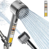 Cobbe Ion Drops shower head matte gray angled view for filtration and healthier skin.