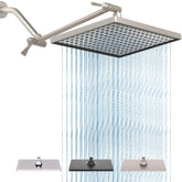 Cobbe rainfall shower head with 11.8 inch panel delivering full body coverage for a spa like shower