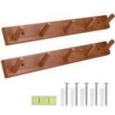Cobnap teak wall-mounted coat rack set of two with five sturdy hooks for jackets