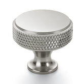 Coinkoly brushed satin nickel knurled knob close-up shows durable finish for cabinets.