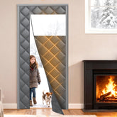 Cojoycs magnetic thermal door curtain with clear window brightens spaces while blocking drafts.