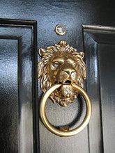 CollectiblesBuy lion door knocker in brass front view adds vintage curb appeal.