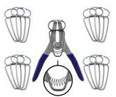 Collins Tool spring loaded pliers show quick clamp action for precise miters.