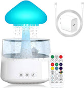 COLORLIFE Raining Cloud night light on desk creates calming bedtime ambience.