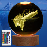 Colortown Cruise Night Lamp crystal ball with a 3D ship for cozy ambience.
