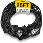 Colsen 25ft extension cord with six outlets for flexible power distribution.