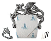 Comfify octopus toilet paper holder wall mount in silver and black adds nautical flair.