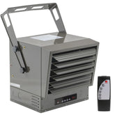 Comfort Zone 10000W heater ceiling mount enables broad heat coverage.