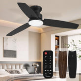 Conciseer 42-inch ceiling fan with light and remote in black wood grain, ideal for living spaces
