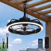 Conciseer outdoor ceiling fan with light over patio providing gentle breeze and soft lighting