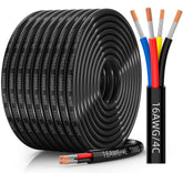 CONEPY 16AWG four-conductor wire closeup highlighting high conductivity for low-voltage power
