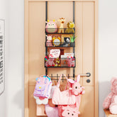 Consumest four-tier over-the-door organizer saves space for towels and supplies.