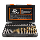 Coobeast left-hand drill bits in case ready for bolt removal tasks