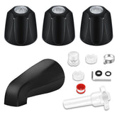 Coolfell tub shower trim kit front view showing complete, durable matte black hardware