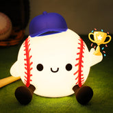 CoolGift Mart Baseball Night Light top view glows softly for bedtime routines.