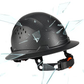 COOLJOB Full Brim Hard Hat with carbon fiber pattern for durable site protection.