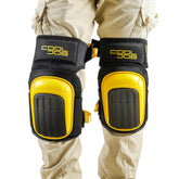 COOLJOB knee pads with anti-slip cap provide secure footing on slick surfaces during installation