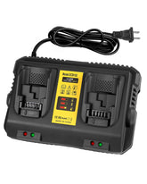 Coomyxin DCB102 dual-port charger powering two Dewalt batteries for quick workflow