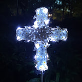 COOZZYHOUR 38inch solar cross garden light on ground stake for elegant outdoor ambiance