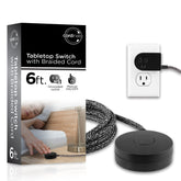 Cordinate extension cord with switch and braided 6ft cord keeps lamps accessible.