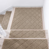 COSY HOMEER Edging Stair Treads beige front view, stable non-slip protection for wooden stairs
