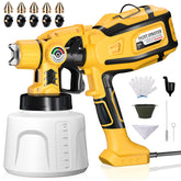 Cosyjazz paint sprayer with 1200W motor delivers smooth coverage on wooden furniture.