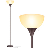Coucrek floor lamp with brown base for a warm, modern living room ambience