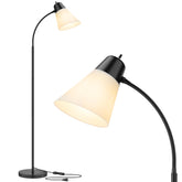 Coucrek floor lamp with adjustable gooseneck for precise seating-area lighting