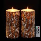 CozierGlow Pine flameless candle with 3D flame provides lifelike movement for cozy evenings