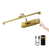 Craftersmark 16 inch brass wall light brightening artwork with warm tones