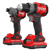CRAFTSMAN 20V RP drill driver in action with LED light for precise drilling.