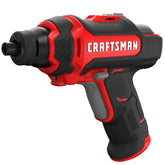 Craftsman 4V cordless screwdriver with rotating bit storage for easy access.