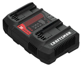 Craftsman V20 dual-port charger front view enabling simultaneous battery charging