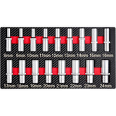 CRAFTZONE 17-piece deep socket set with half-inch drive and EVA tray for organized automotive tasks.