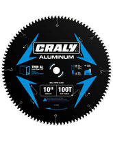 CRALY 10-inch blade with 100 teeth for precise aluminum cuts.