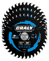 CRALY 3-3/8-inch carbide tipped blade for clean plywood cuts.