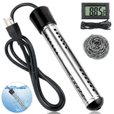 Crazybrace immersion heater with LCD thermometer heats water quickly in buckets.