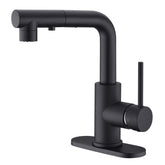 CREA black kitchen faucet with pull-down spray for versatile washing tasks.