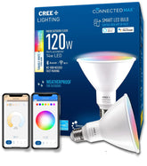 Cree Lighting Connected Max bulb outdoor flood at dusk for mood lighting