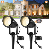 CREPOW Dusk-to-Dawn outdoor spotlight pair lights driveways and entryways automatically