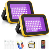 CREPOW rechargeable LED black light 2-pack for portable UV effects
