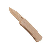 CRKT Nathan's Knife Kit wooden knife close-up with beech handle, ideal for kids' learning.