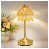 Crkwos cordless lotus lamp shade emits soft glow for cozy living spaces