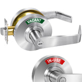 Crystmetal commercial bathroom door handle with vacant indicator for clear privacy status.
